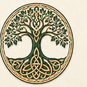 Faint Celtic knotwork tree emblem of Irish Passport Advisors